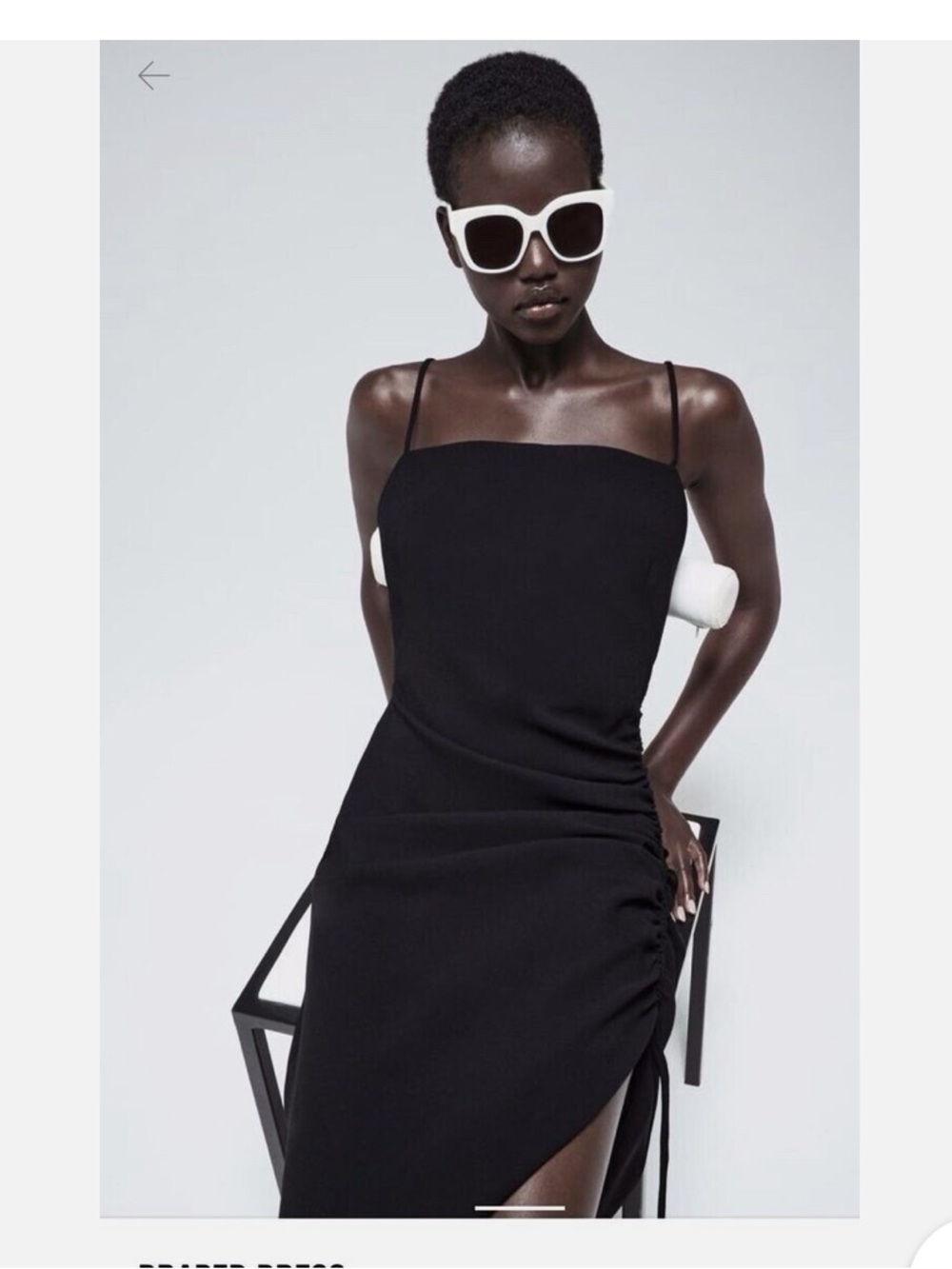 Zara Black Mini Slip Dress with Side Ruche